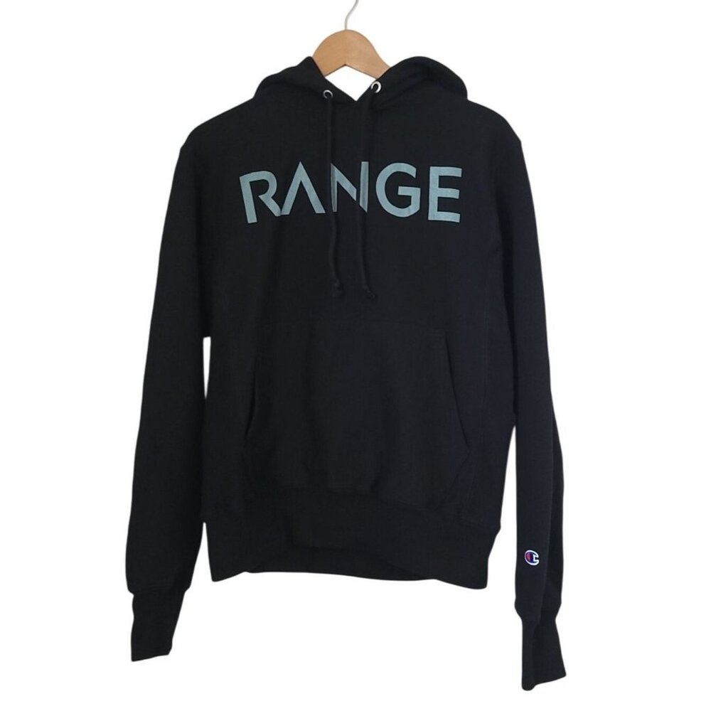 Champion RANGE Black Reverse Weave Pullover Hoodie Sweatshirt Men's S